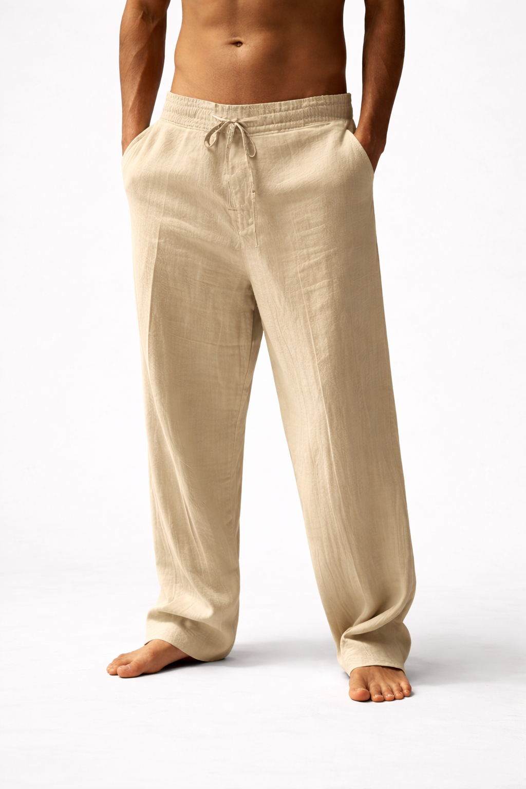 Men's Linen Trousers Relaxed Fit Lightweight for Casual Summer Outings