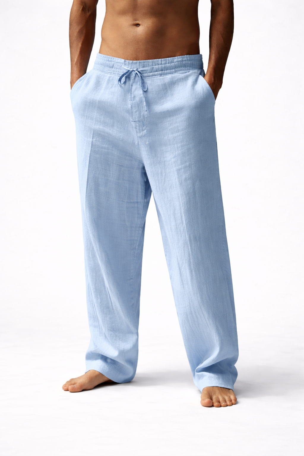 Men's Linen Trousers Relaxed Fit Lightweight for Casual Summer Outings
