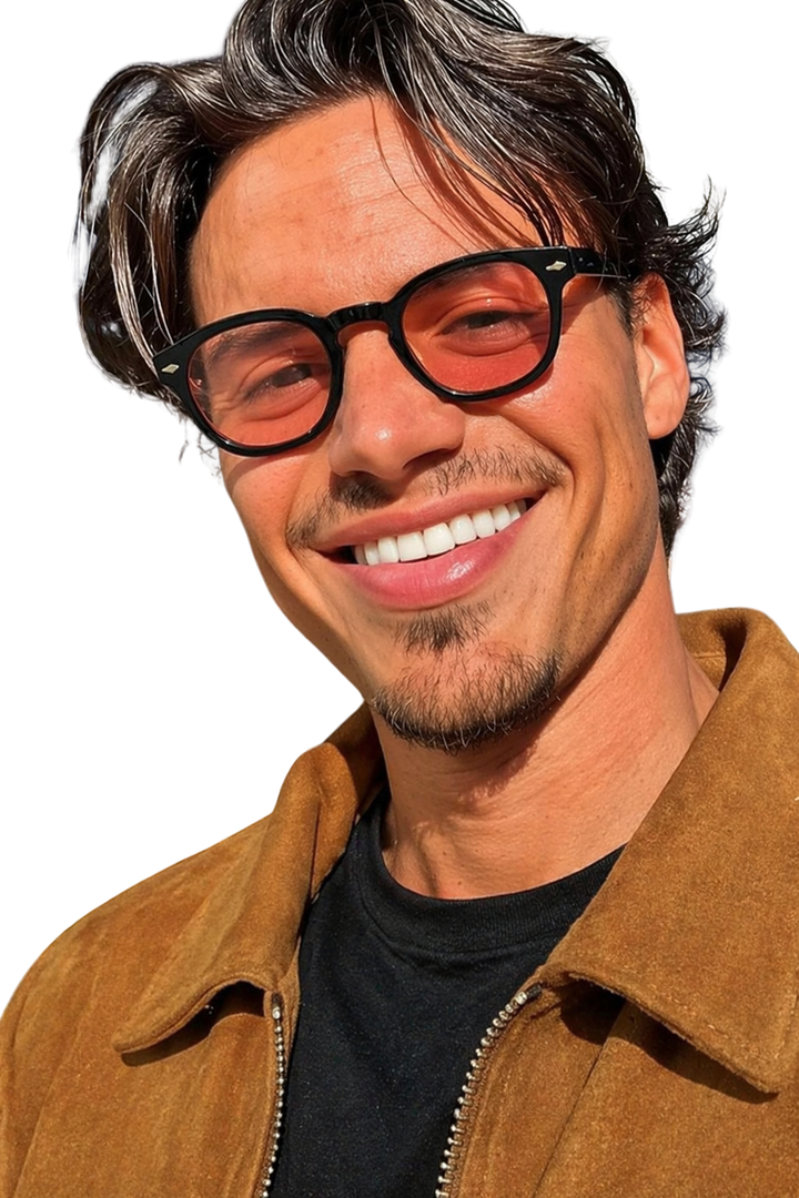 Men's Oval Sunglasses Thick Frame Tinted Lenses