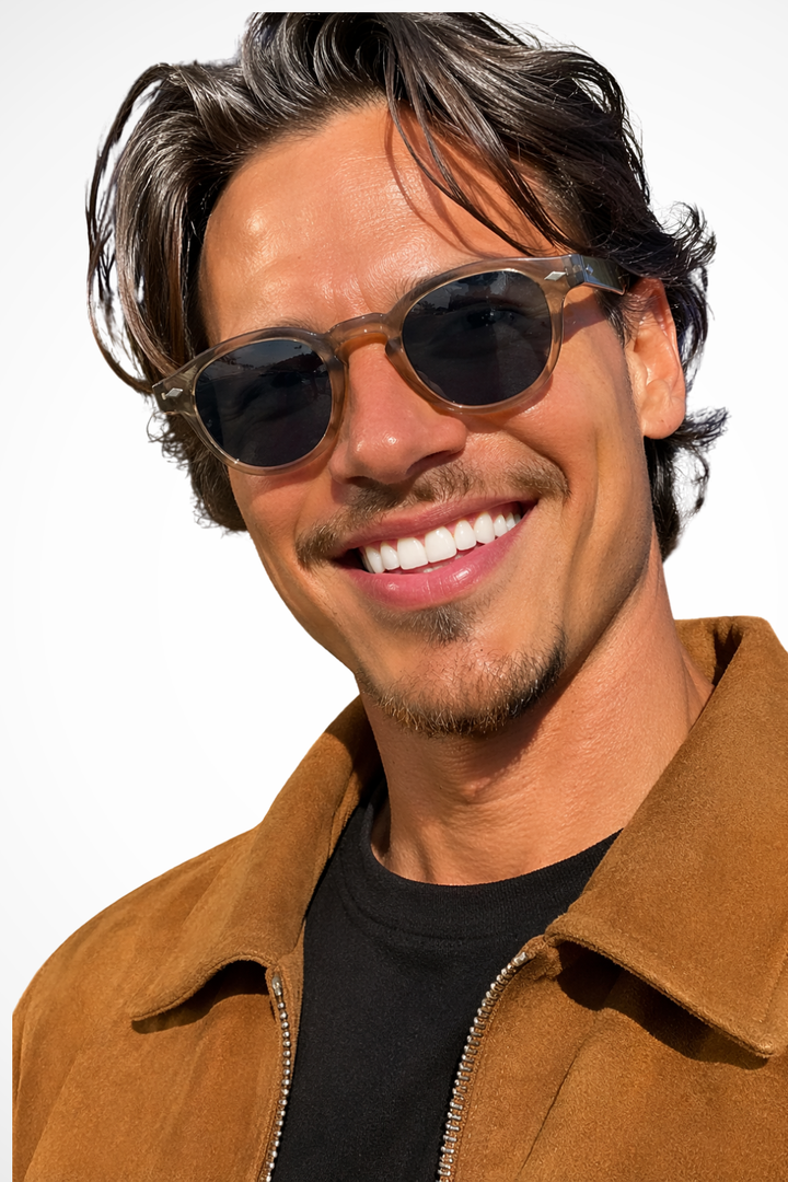 Men's Oval Sunglasses Thick Frame Tinted Lenses