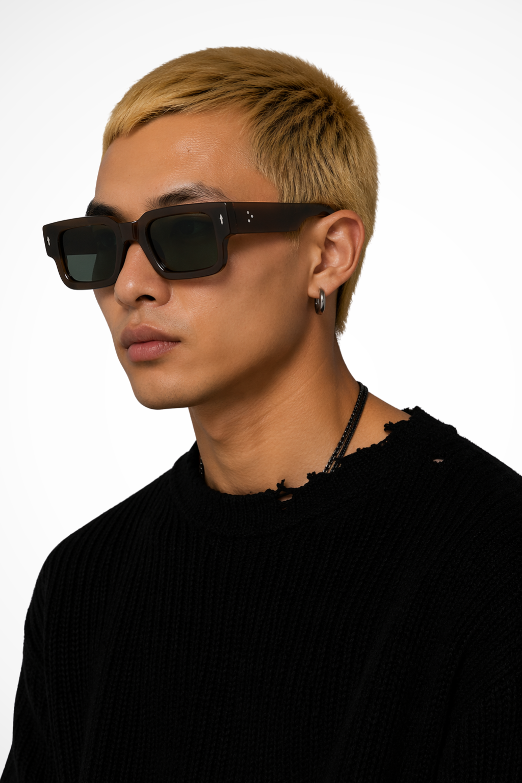 Men's Rectangle Sunglasses Tinted Lenses Street Style Durable Frame