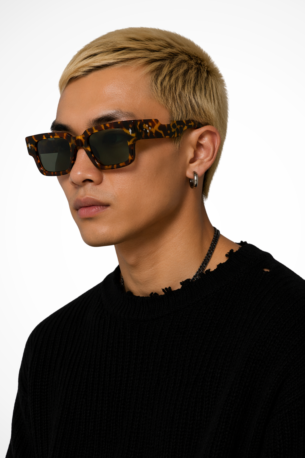 Men's Rectangle Sunglasses Tinted Lenses Street Style Durable Frame