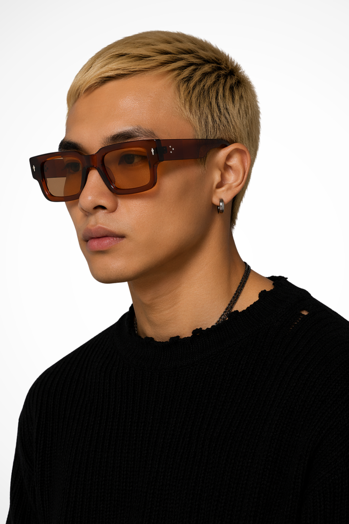 Men's Rectangle Sunglasses Tinted Lenses Street Style Durable Frame
