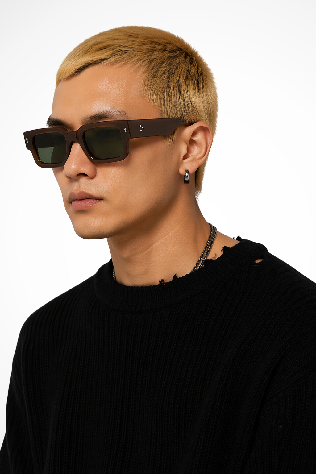 Men's Rectangle Sunglasses Tinted Lenses Street Style Durable Frame