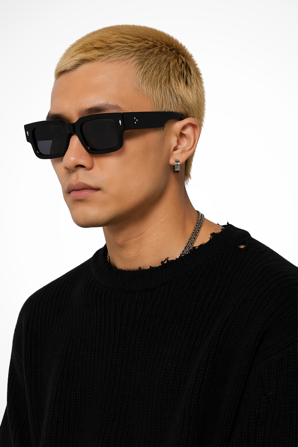 Men's Rectangle Sunglasses Tinted Lenses Street Style Durable Frame