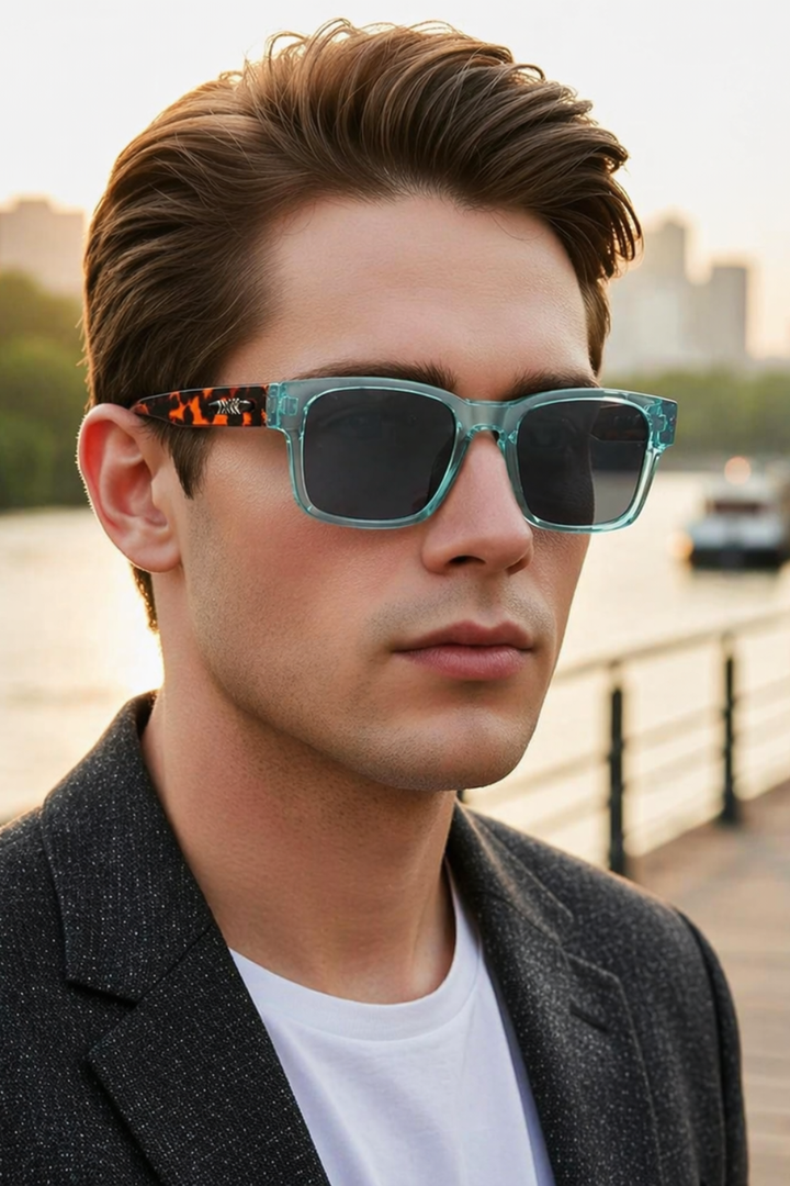 Men's Retro Square Frame Sunglasses with UV Protection