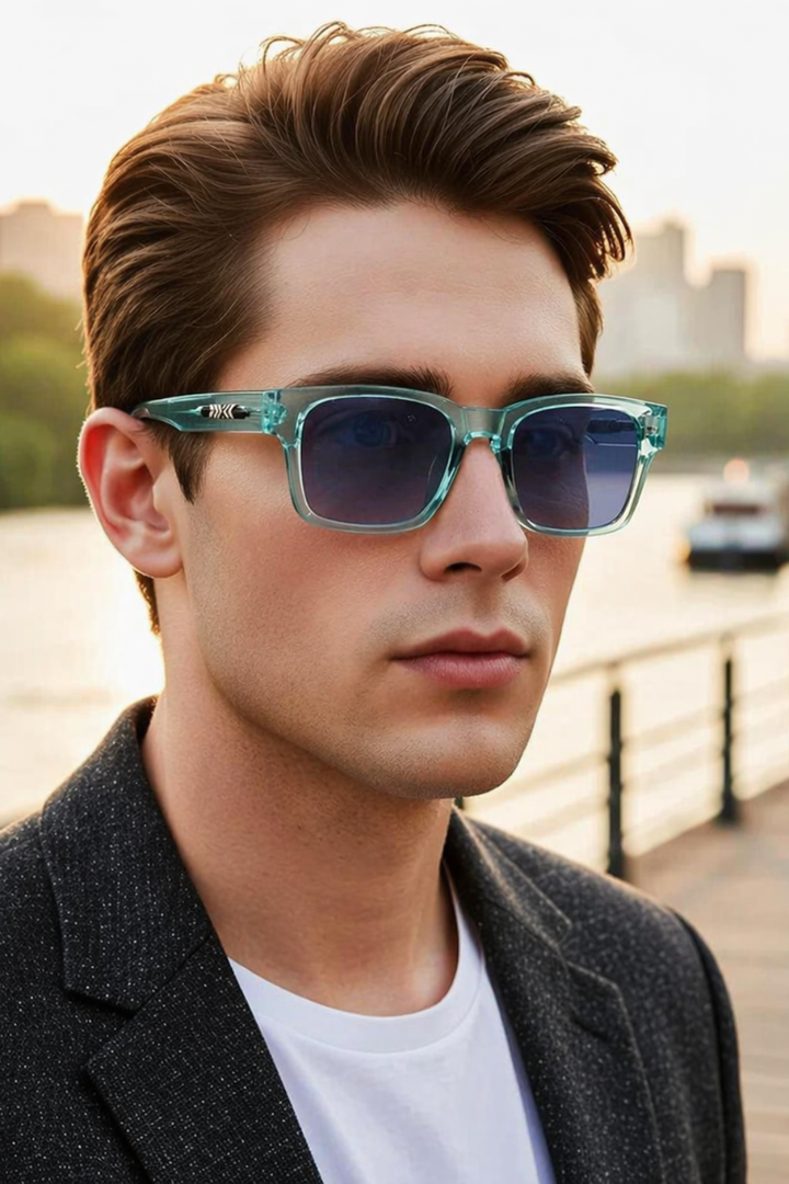 Men's Retro Square Frame Sunglasses with UV Protection