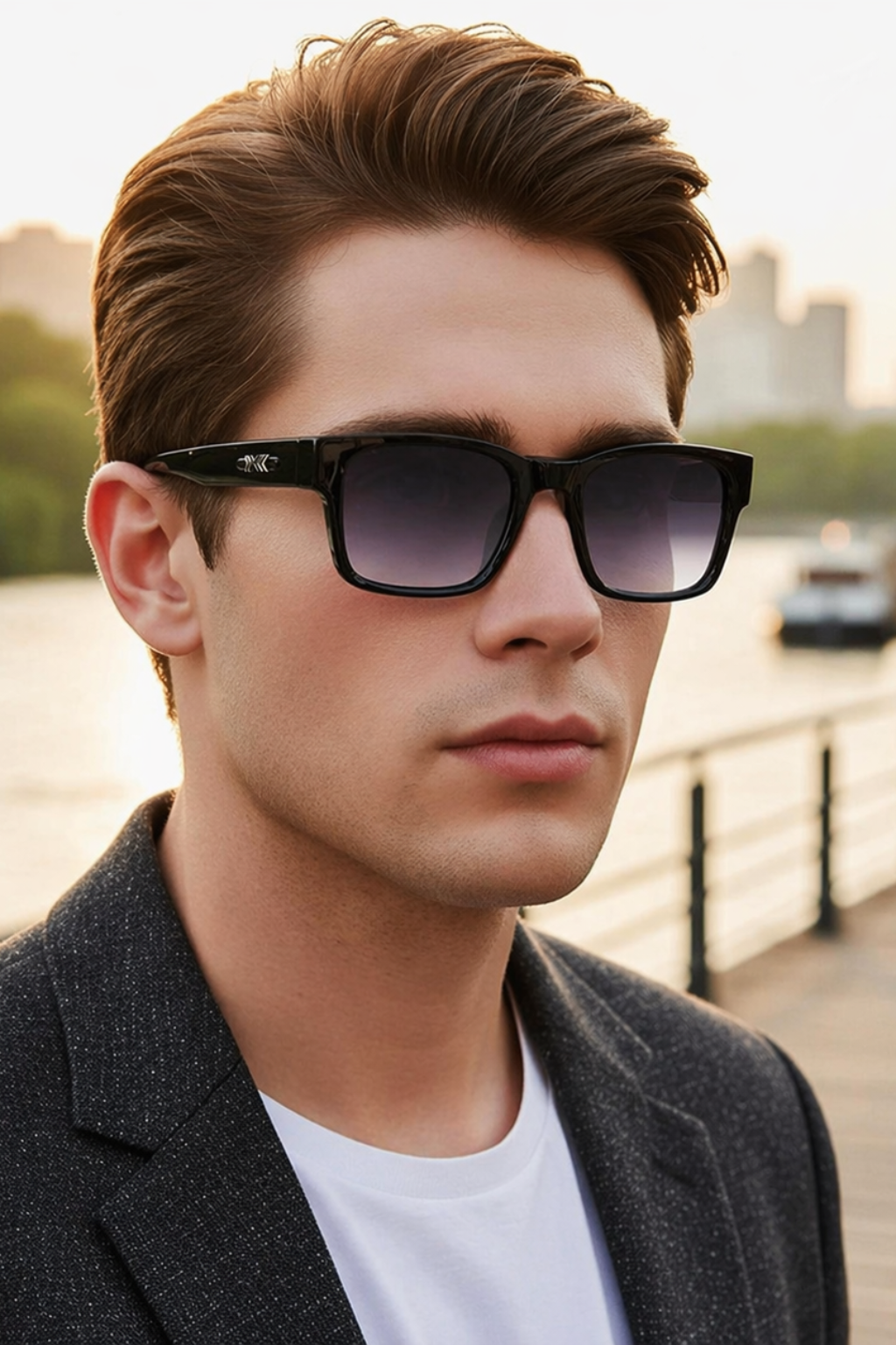 Men's Retro Square Frame Sunglasses with UV Protection