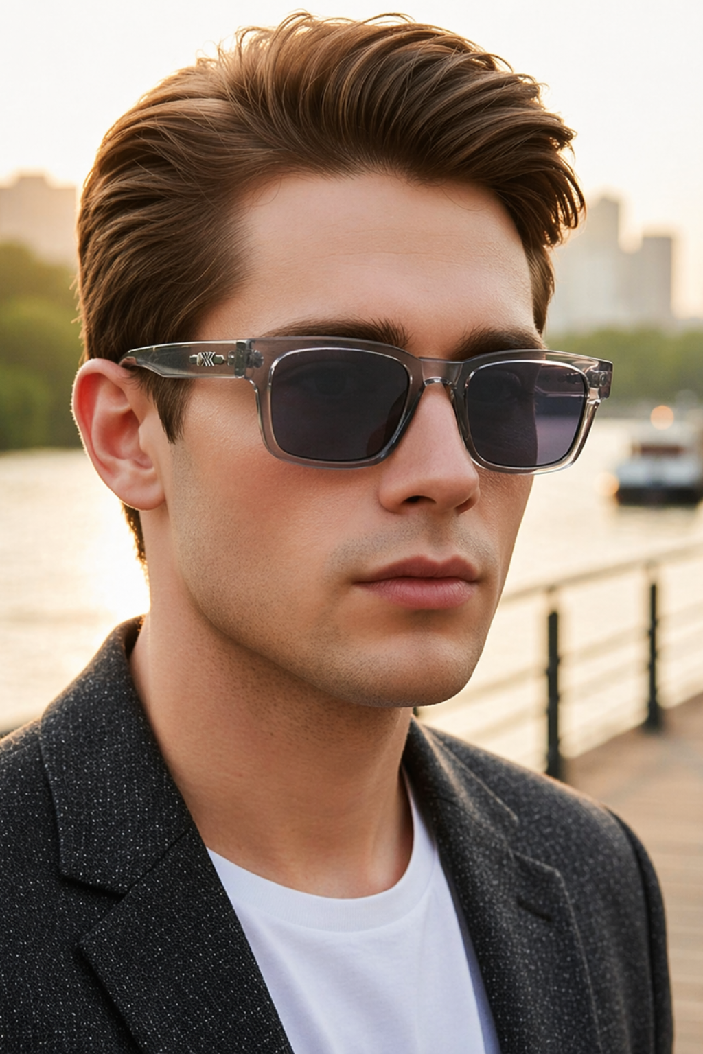 Men's Retro Square Frame Sunglasses with UV Protection