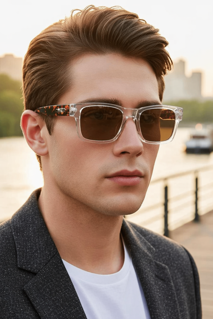 Men's Retro Square Frame Sunglasses with UV Protection