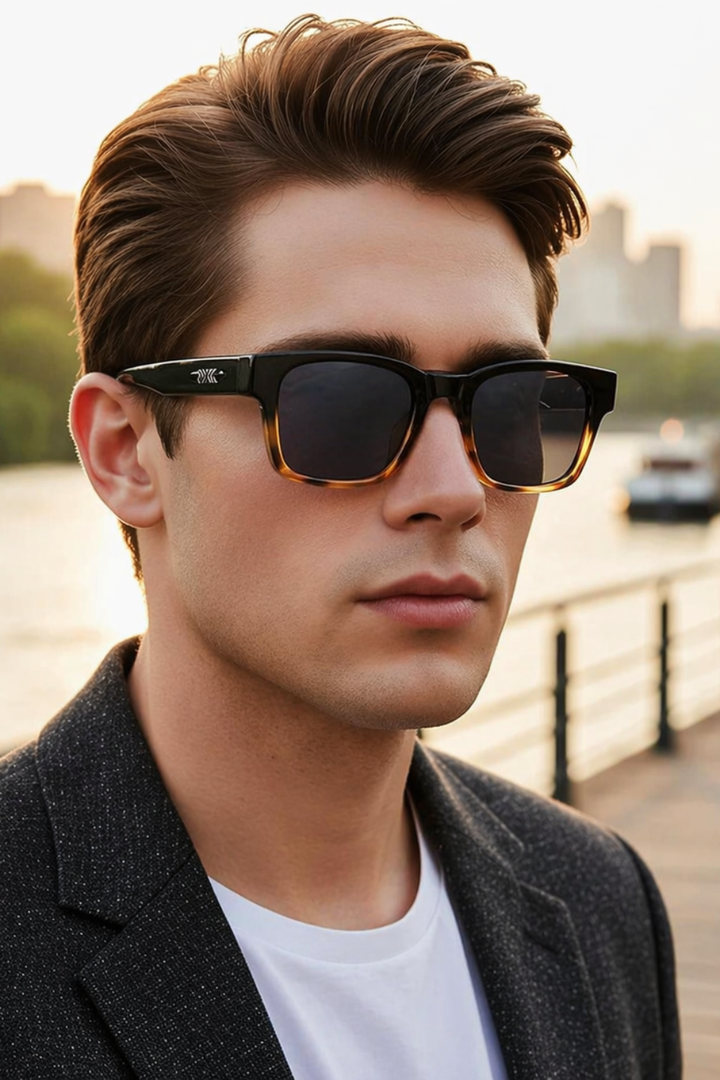 Men's Retro Square Frame Sunglasses with UV Protection