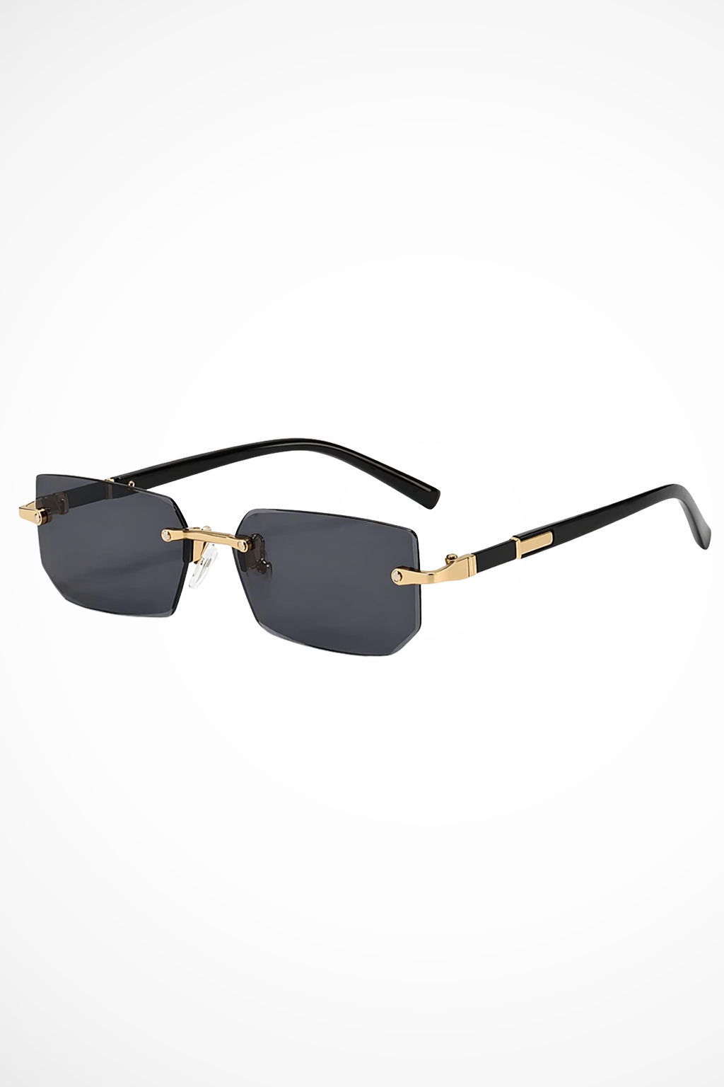 Men's Rimless Rectangle Sunglasses with Gold Detail