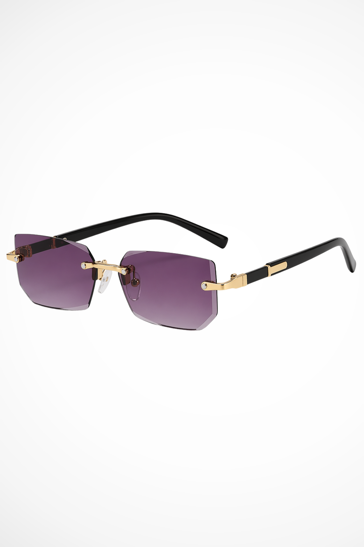 Men's Rimless Rectangle Sunglasses with Gold Detail
