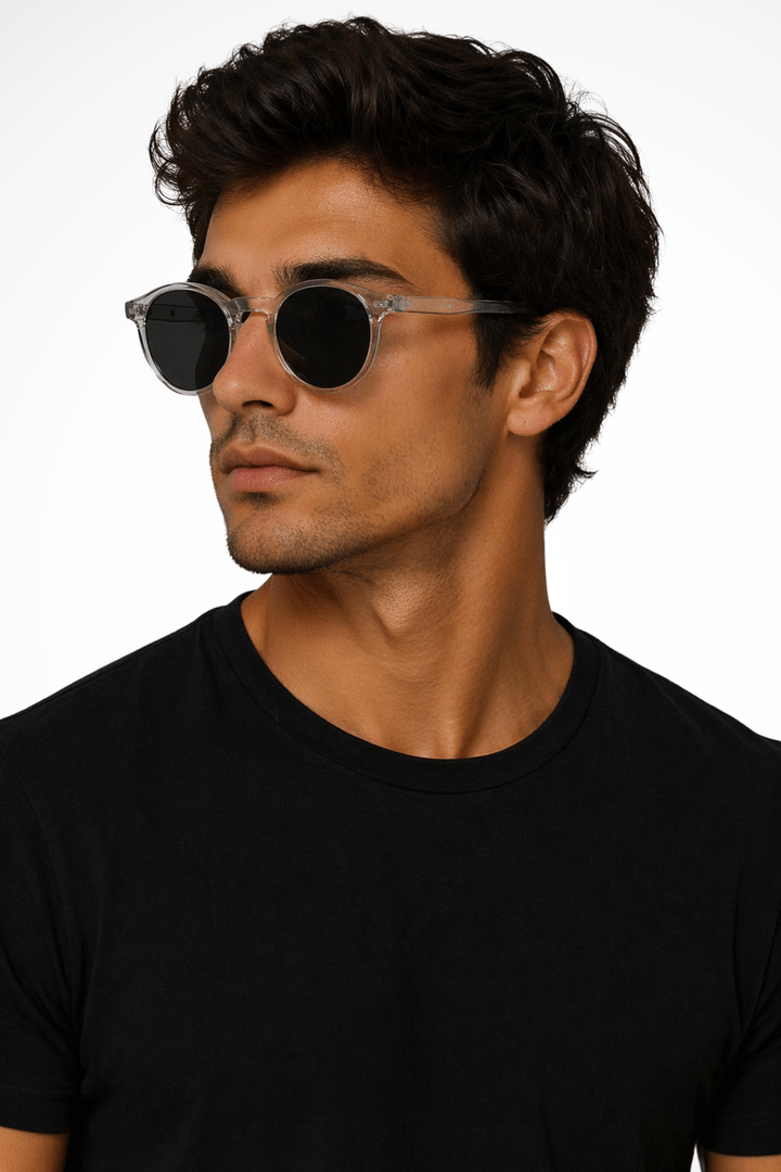 Men's Round Slim Frame Sunglasses Retro Style UV Protection