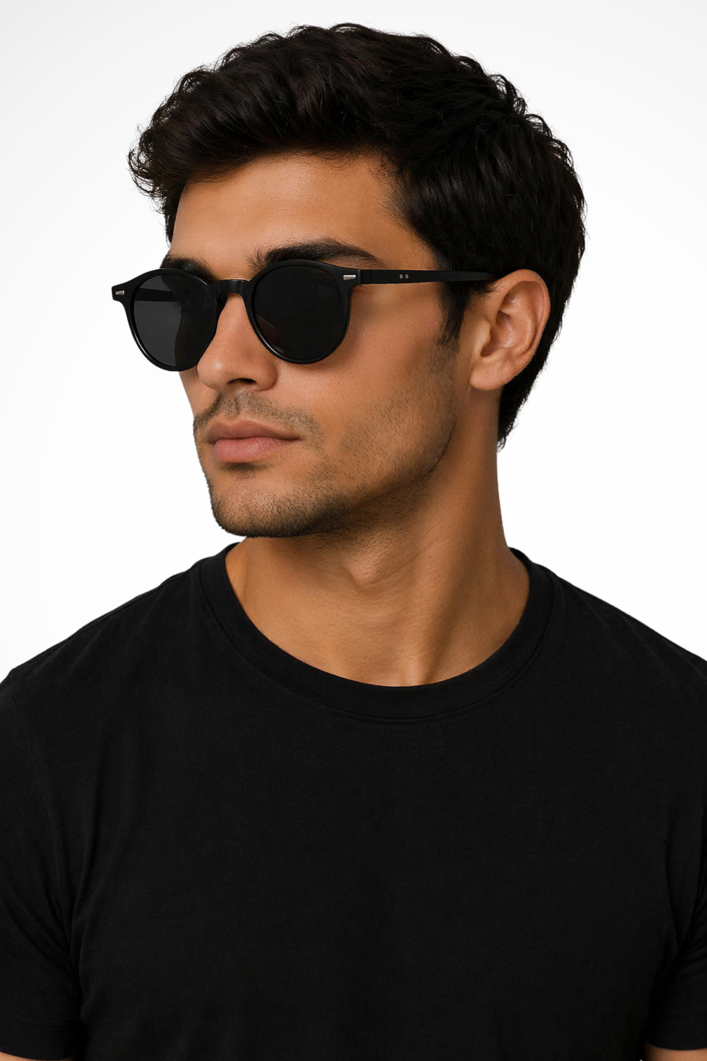 Men's Round Slim Frame Sunglasses Retro Style UV Protection