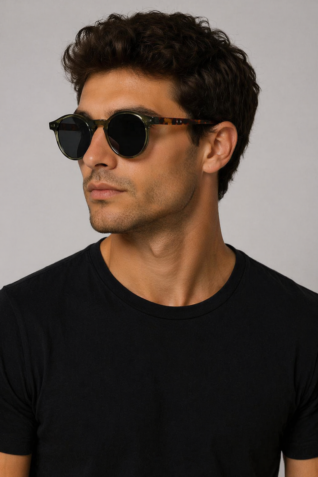 Men's Round Slim Frame Sunglasses Retro Style UV Protection