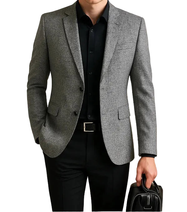 Men's Slim Fit Blazer Jacket Single-Breasted Textured Fabric