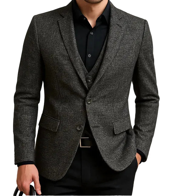 Men's Slim Fit Blazer Jacket Single-Breasted Textured Fabric