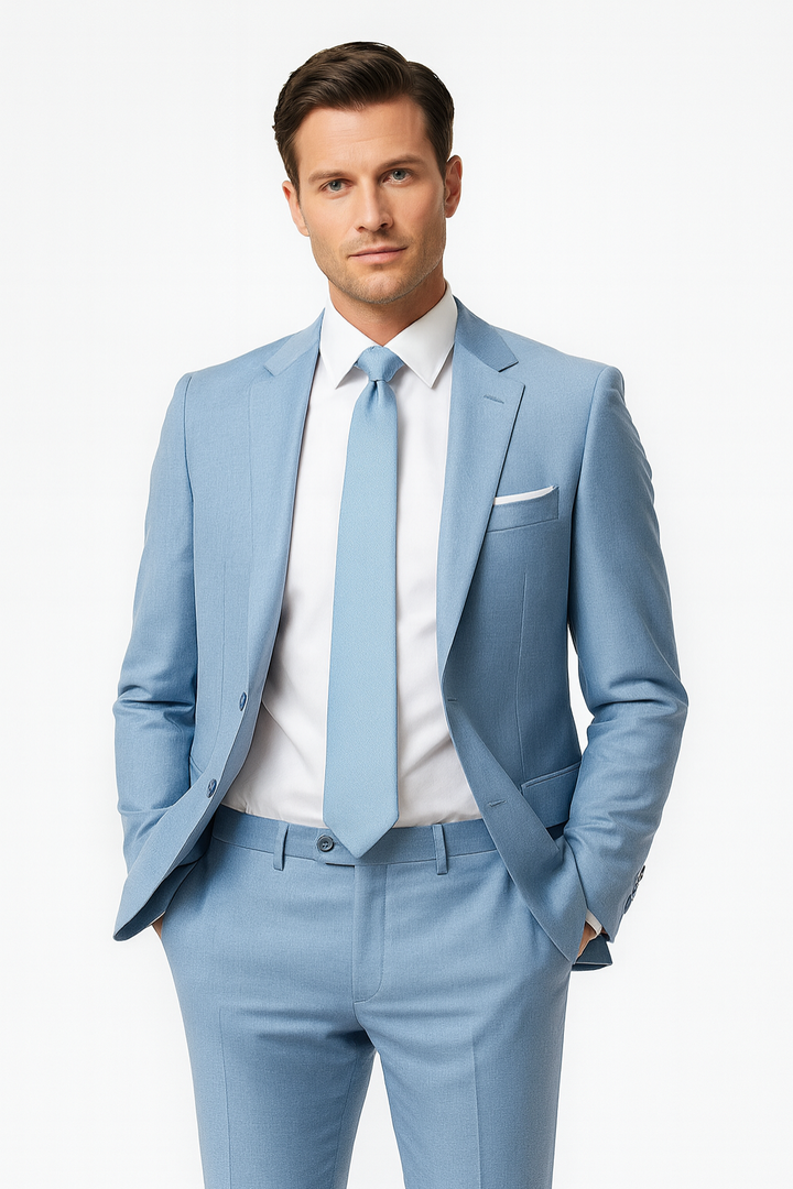 Men's Slim Fit Lightweight Summer Suit Jacket and Trousers Set