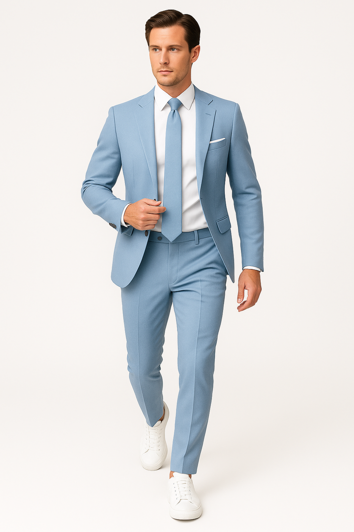 Men's Slim Fit Lightweight Summer Suit Jacket and Trousers Set