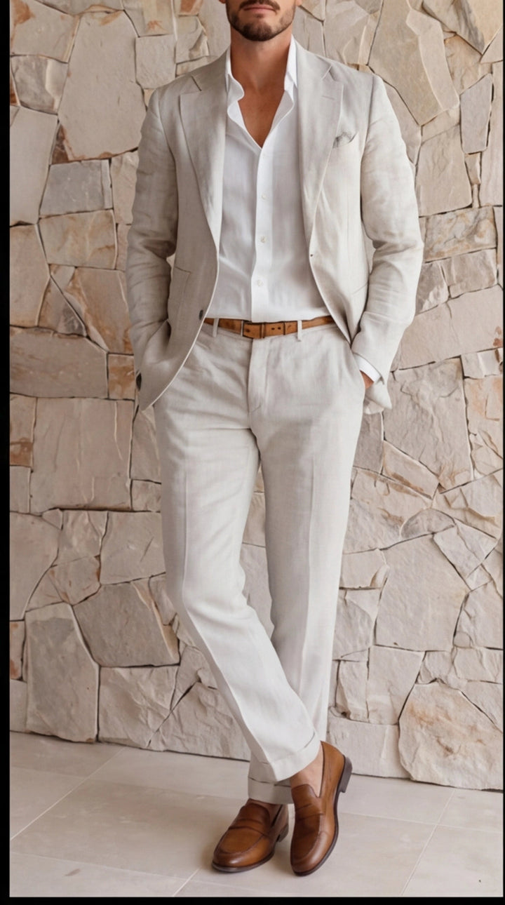 Men's Slim Fit Wedding Suit Lightweight Two-Piece for Summer Events