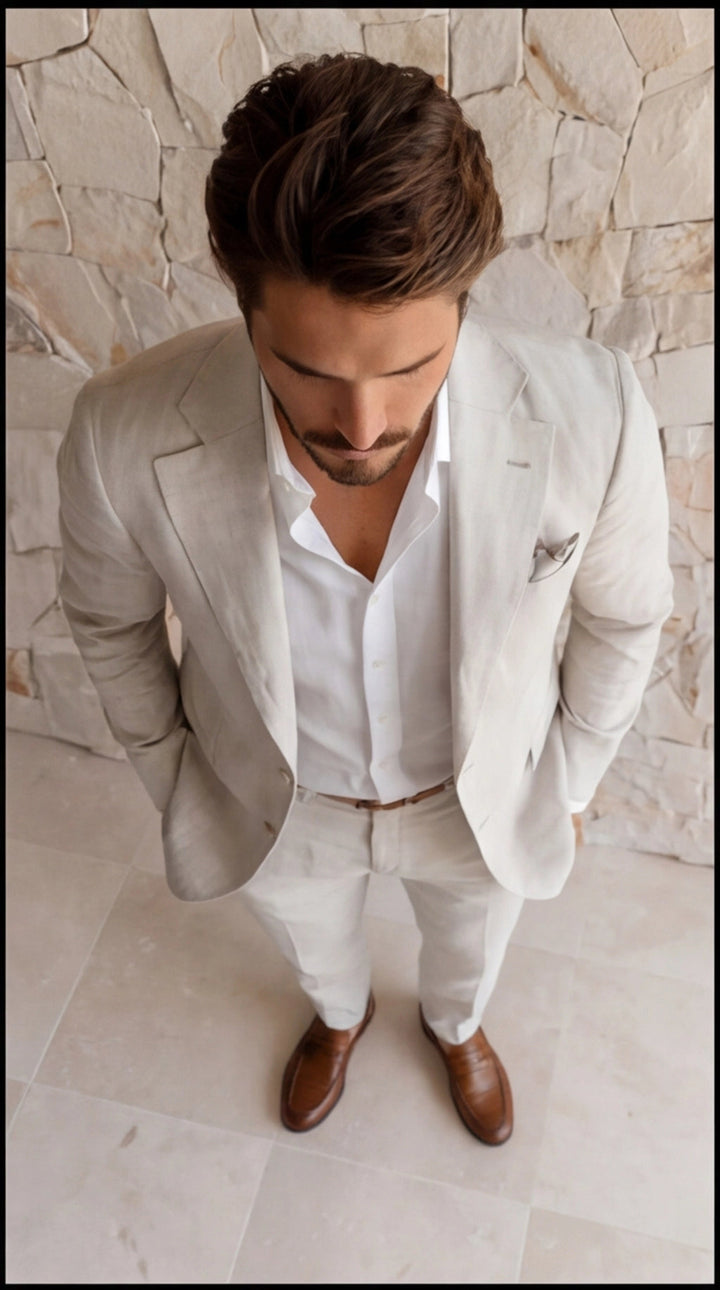 Men's Slim Fit Wedding Suit Lightweight Two-Piece for Summer Events