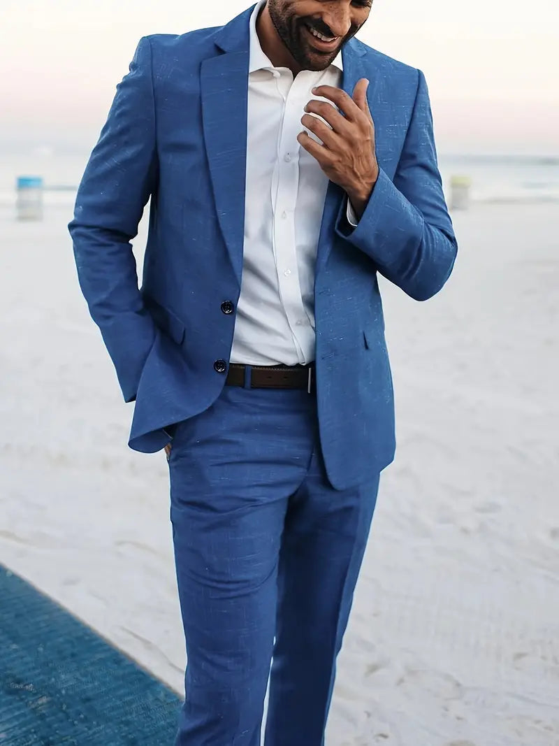 Men's Slim Fit Wedding Suit Lightweight Two-Piece for Summer Events