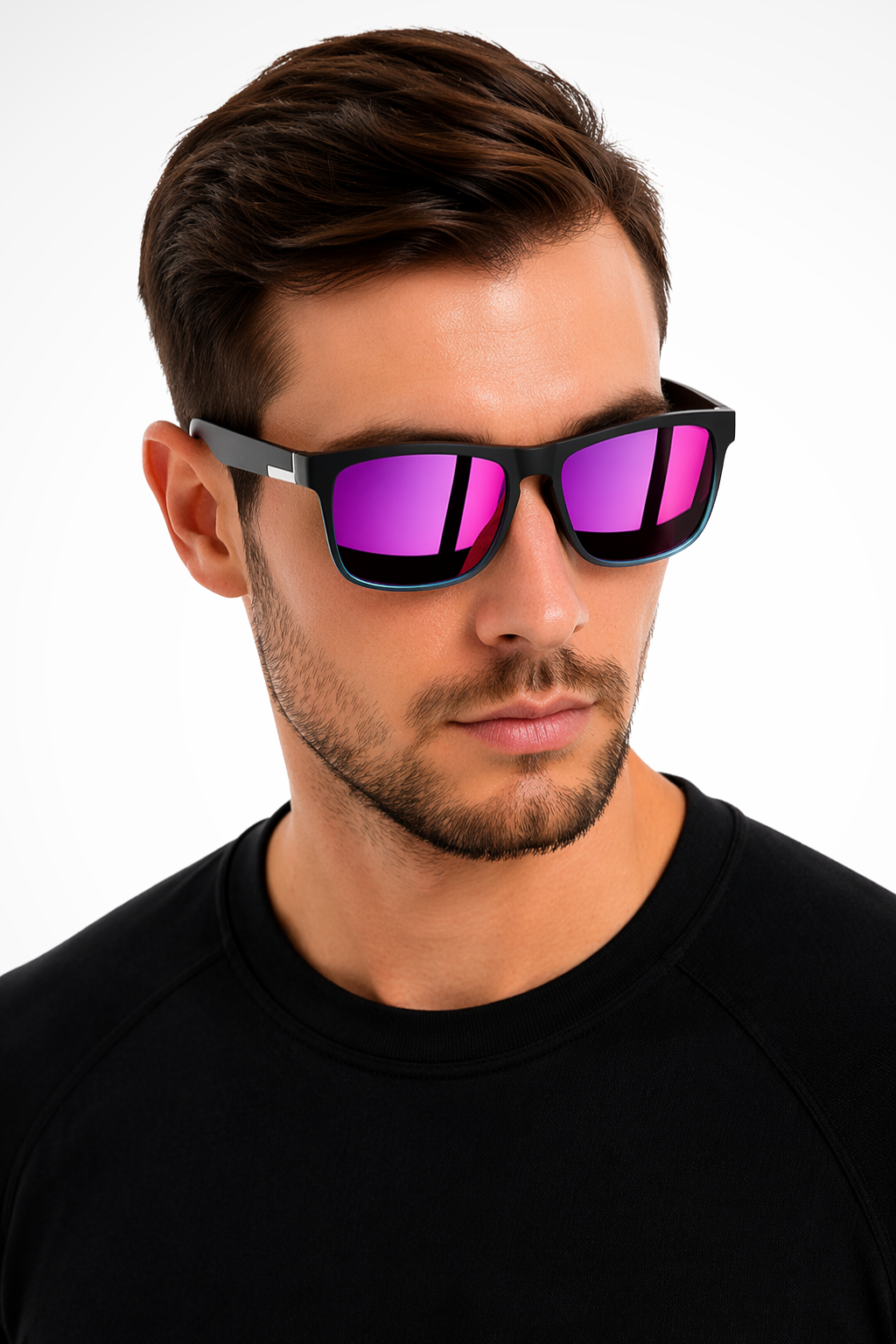 Men's Sport Sunglasses Flat Top Frame Square Mirror Lenses