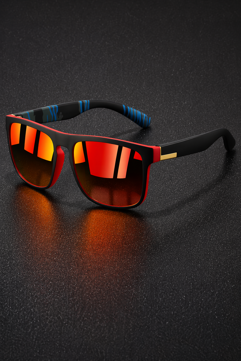 Men's Sport Sunglasses Flat Top Frame Square Mirror Lenses