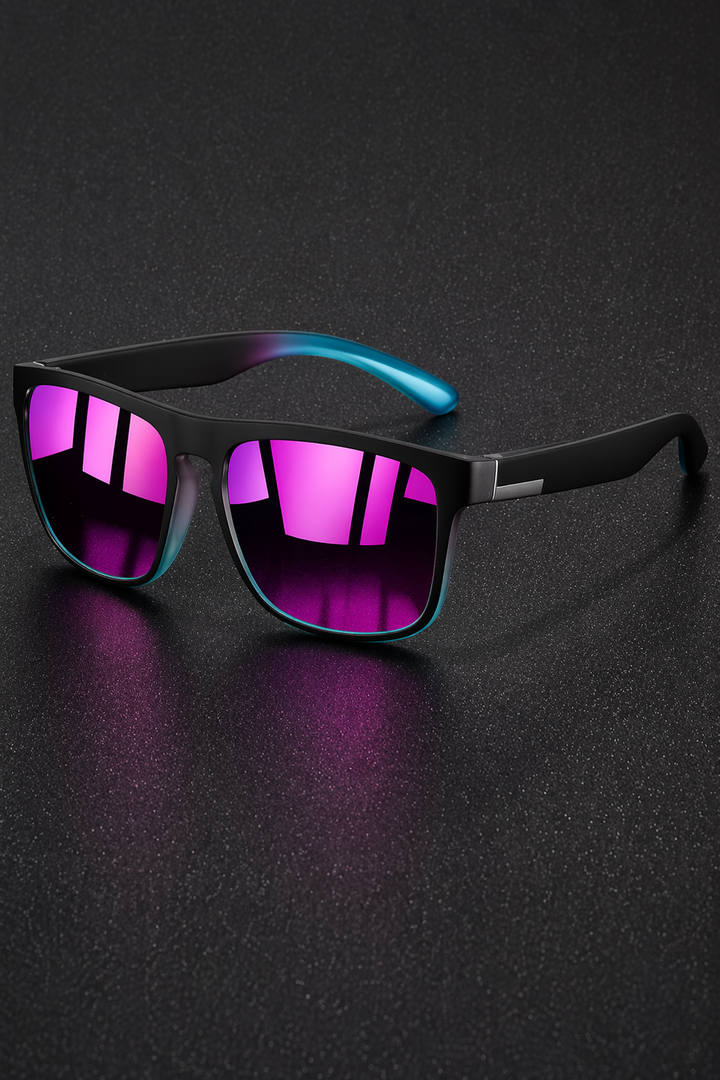 Men's Sport Sunglasses Flat Top Frame Square Mirror Lenses