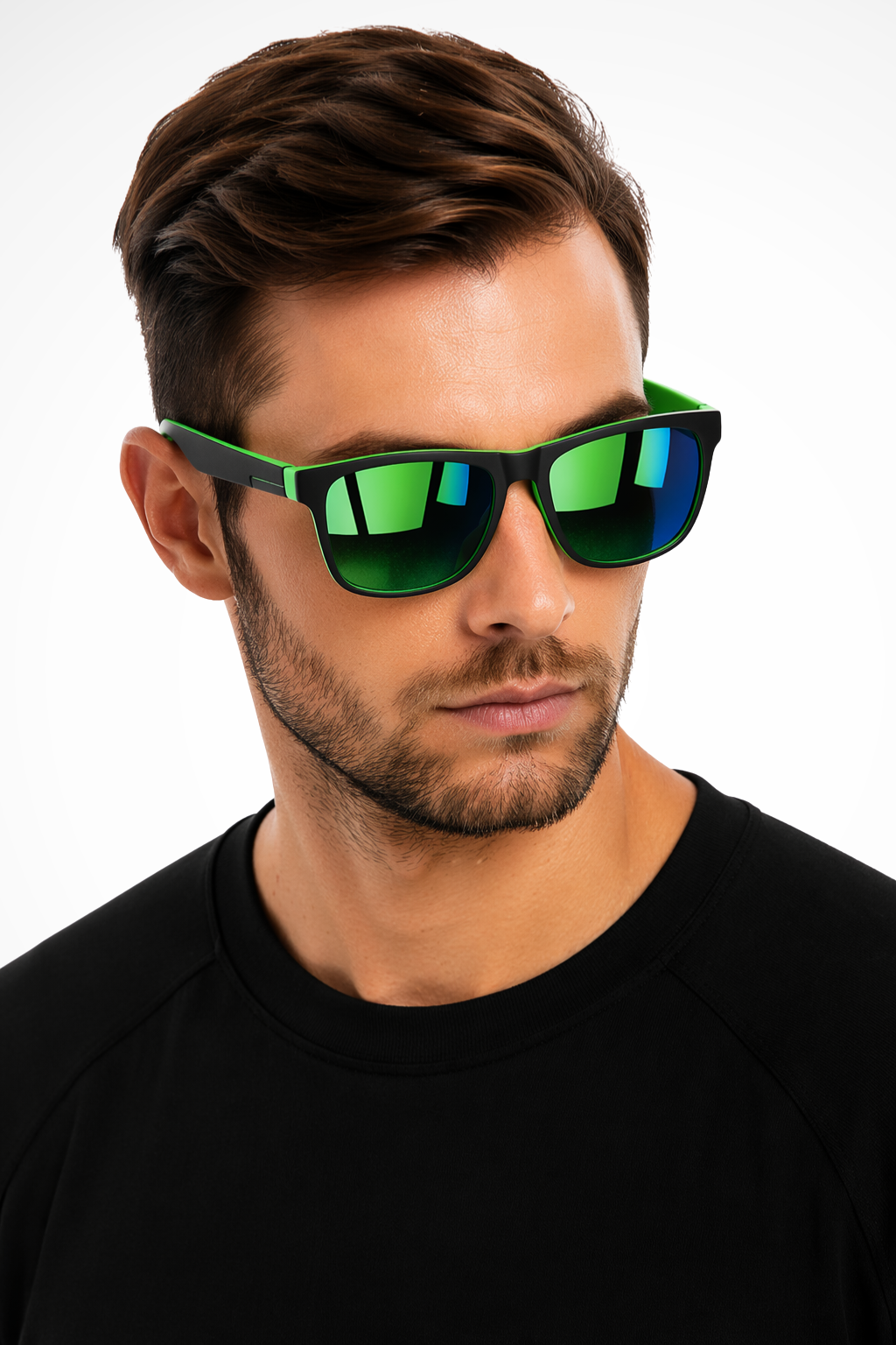 Men's Sport Sunglasses Flat Top Frame Square Mirror Lenses
