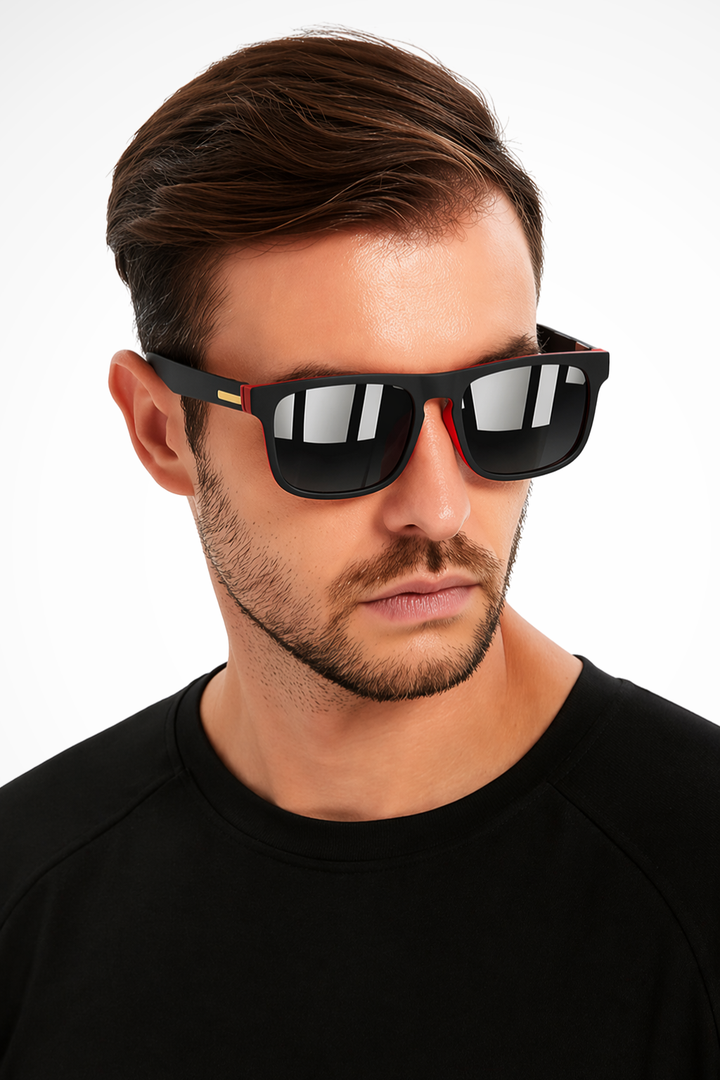 Men's Sport Sunglasses Flat Top Frame Square Mirror Lenses