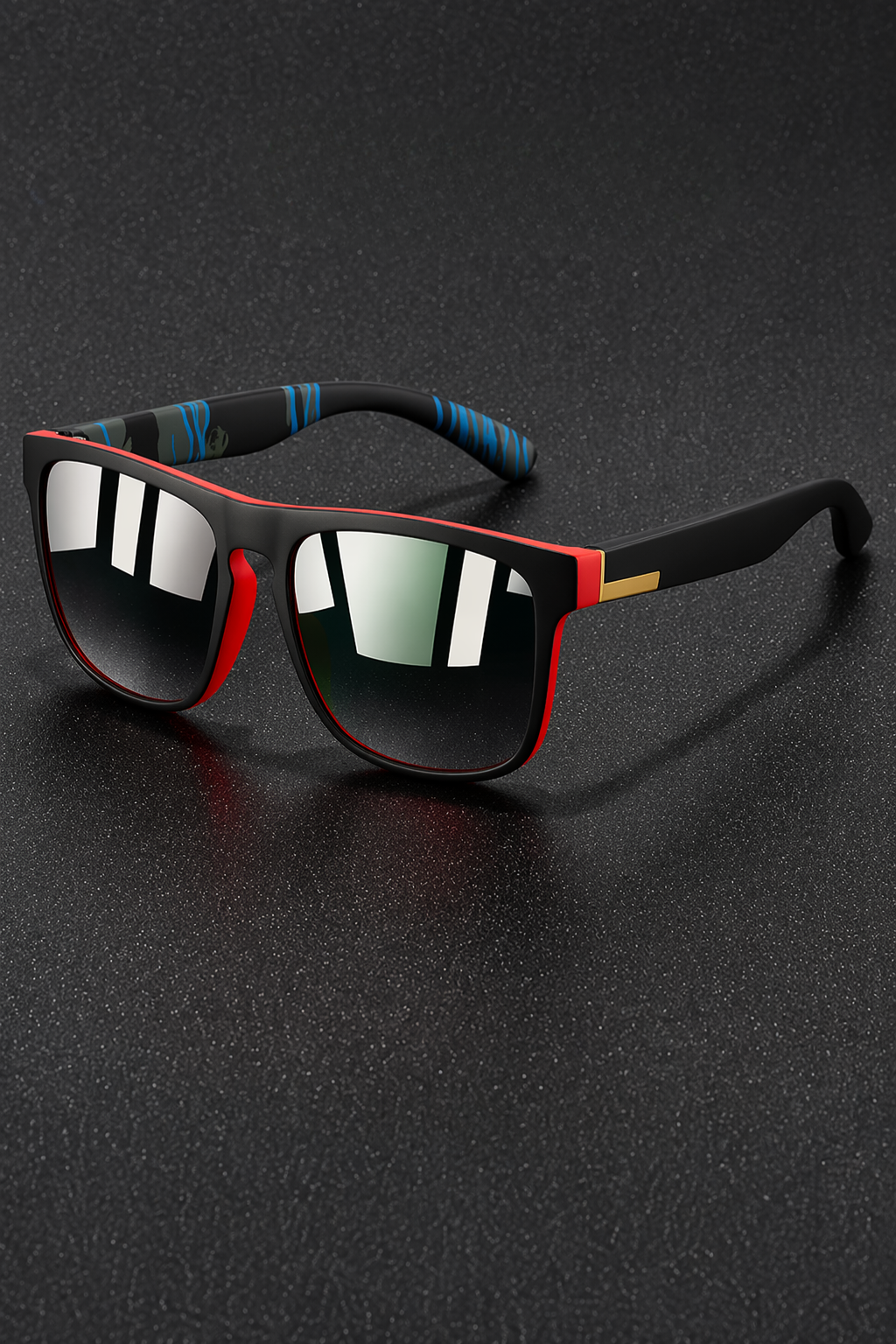 Men's Sport Sunglasses Flat Top Frame Square Mirror Lenses