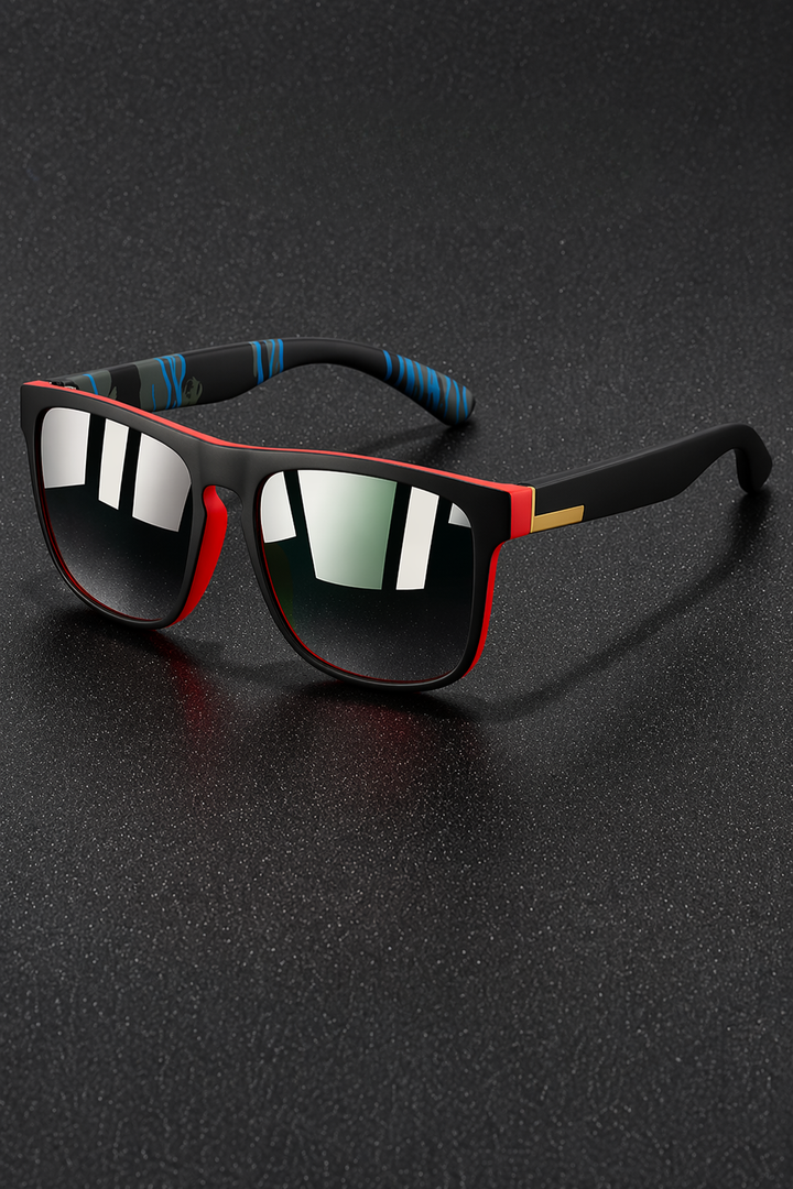 Men's Sport Sunglasses Flat Top Frame Square Mirror Lenses