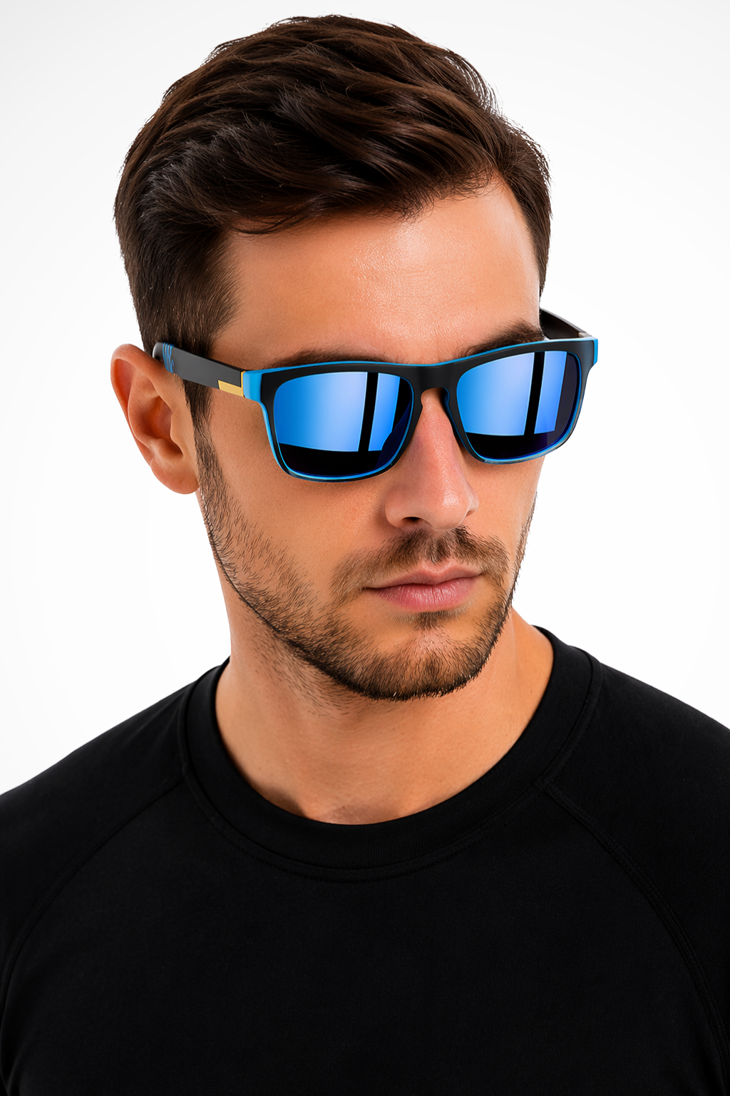 Men's Sport Sunglasses Flat Top Frame Square Mirror Lenses