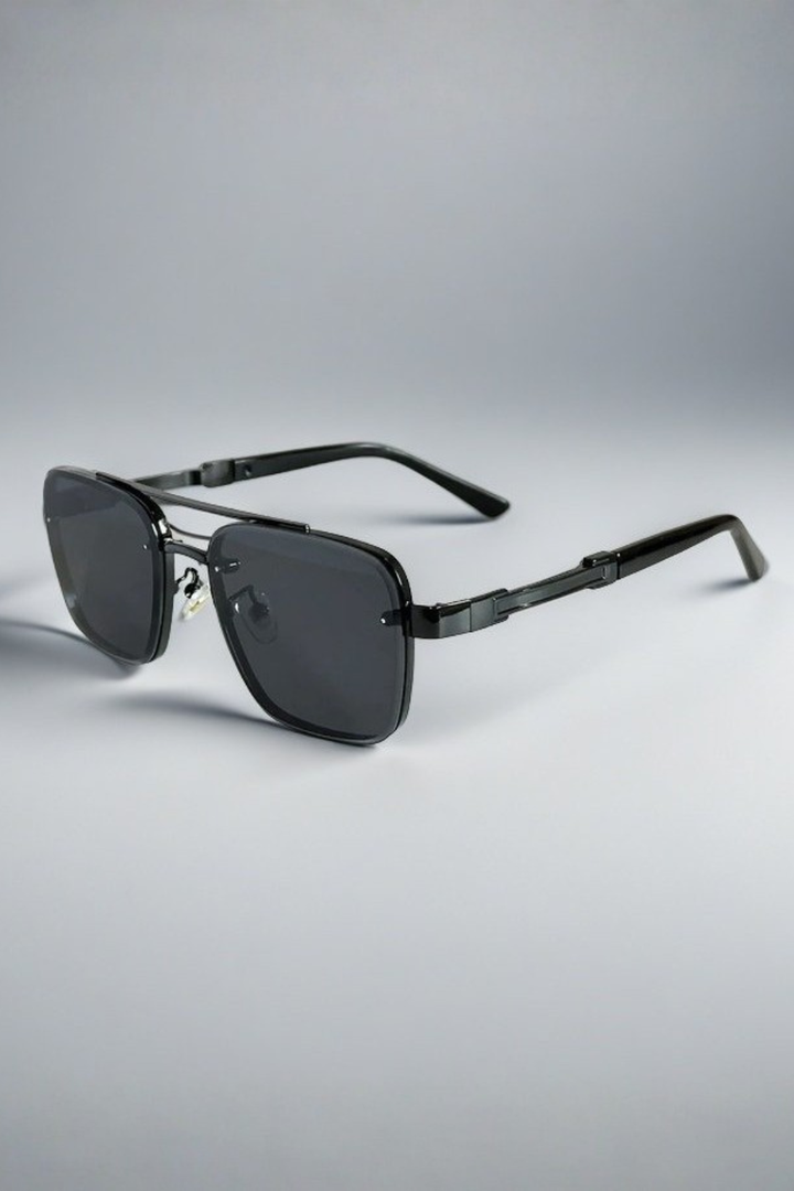 Men's Square Aviator Sunglasses Gold Metal Frame Gradient Lenses