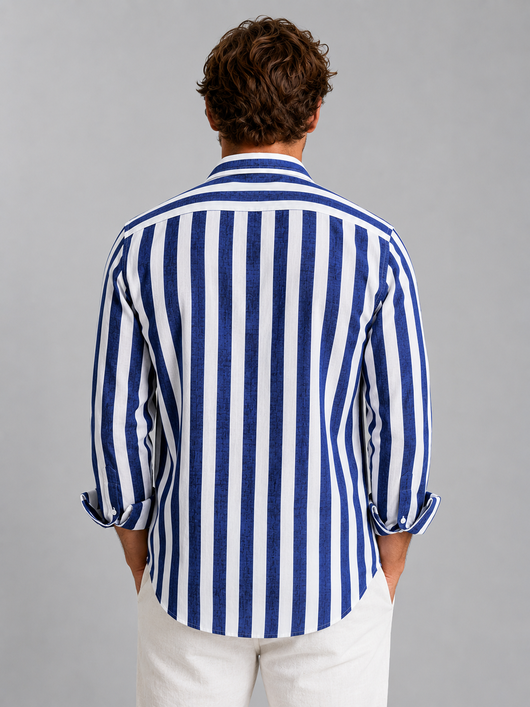 Men's Striped Button-Up Shirt in Lightweight Linen for Summer Casual Outfits
