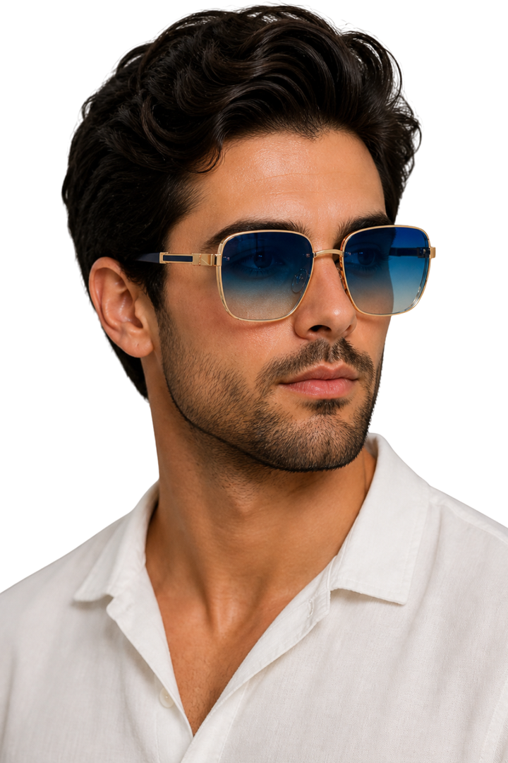 Men's Sunglasses Retro Square Lightweight Titanium Frame