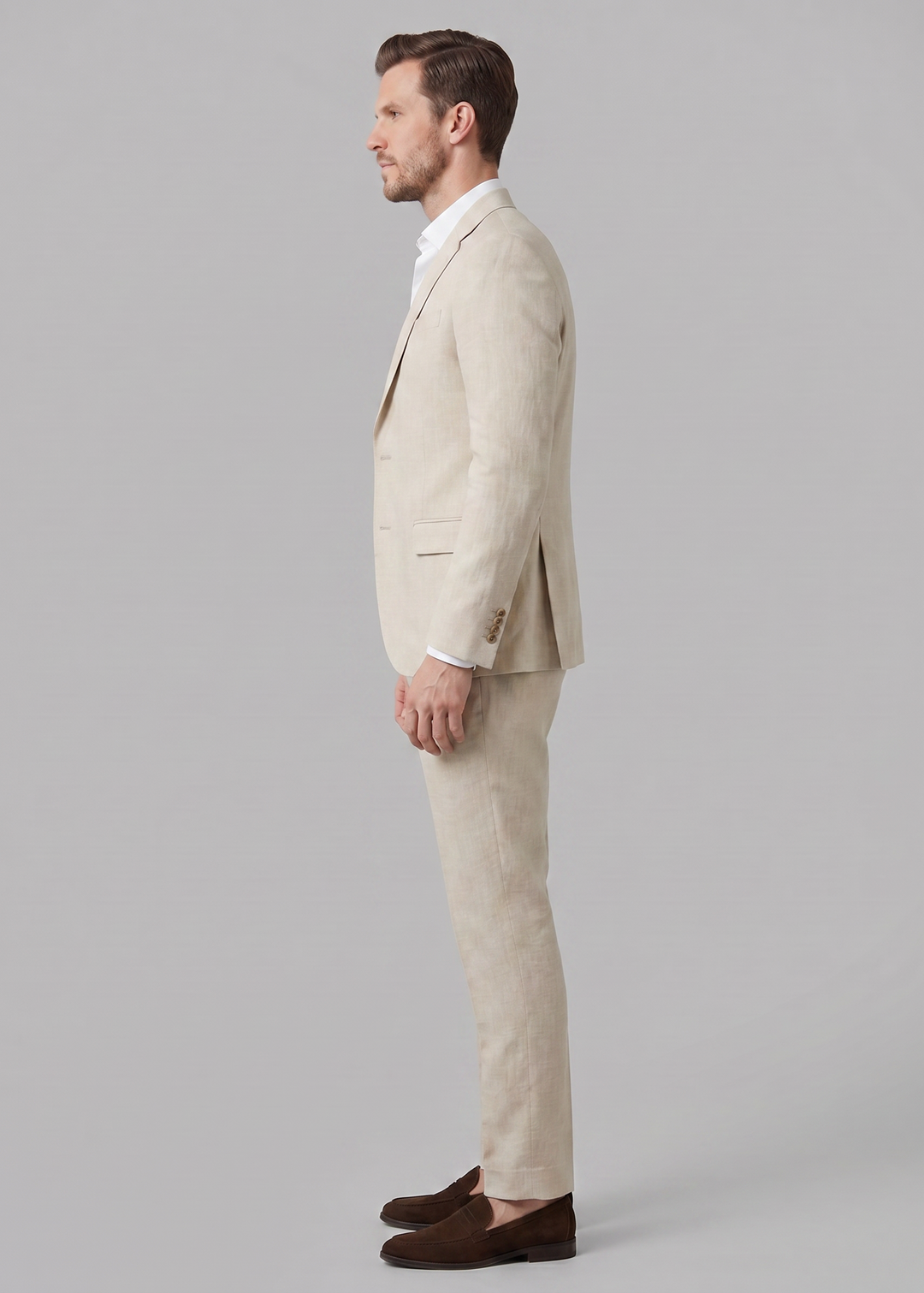 Men's Tailored Linen Suit Lightweight Blazer and Trousers