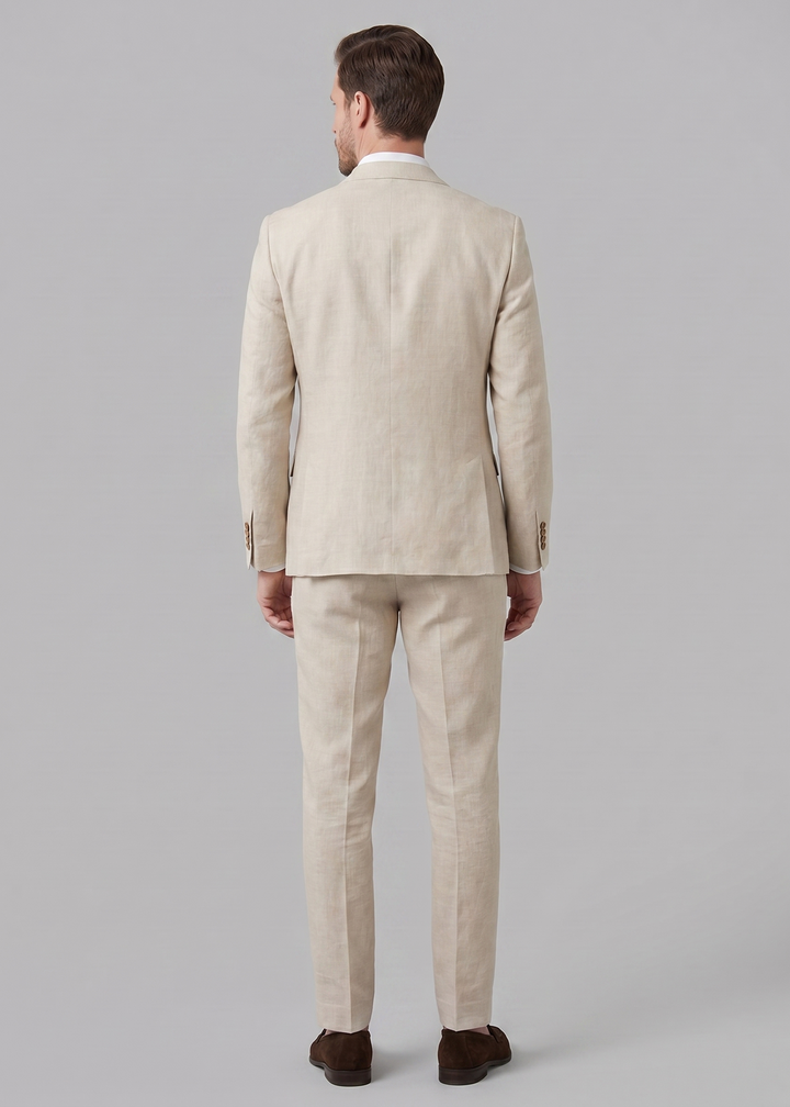 Men's Tailored Linen Suit Lightweight Blazer and Trousers