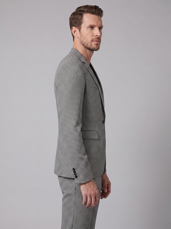 Men's Tailored Suit Check Pattern Notch Lapel Formal Wear