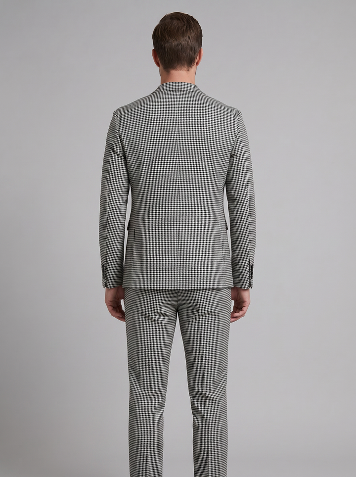 Men's Tailored Suit Check Pattern Notch Lapel Formal Wear