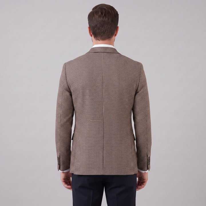 Men's Tailored Suit Check Pattern Notch Lapel Formal Wear