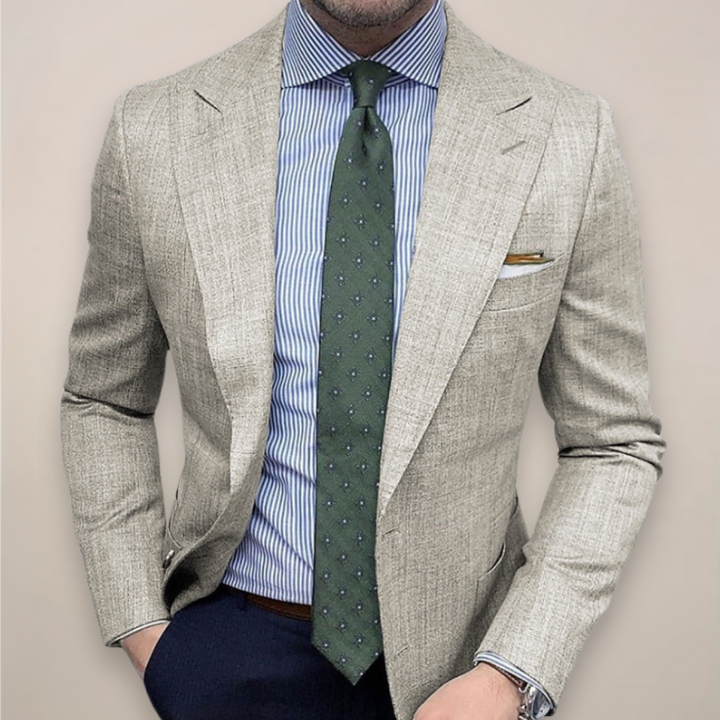 Men's Textured Weave Blazer Jacket Tailored Fit Two-Button Closure