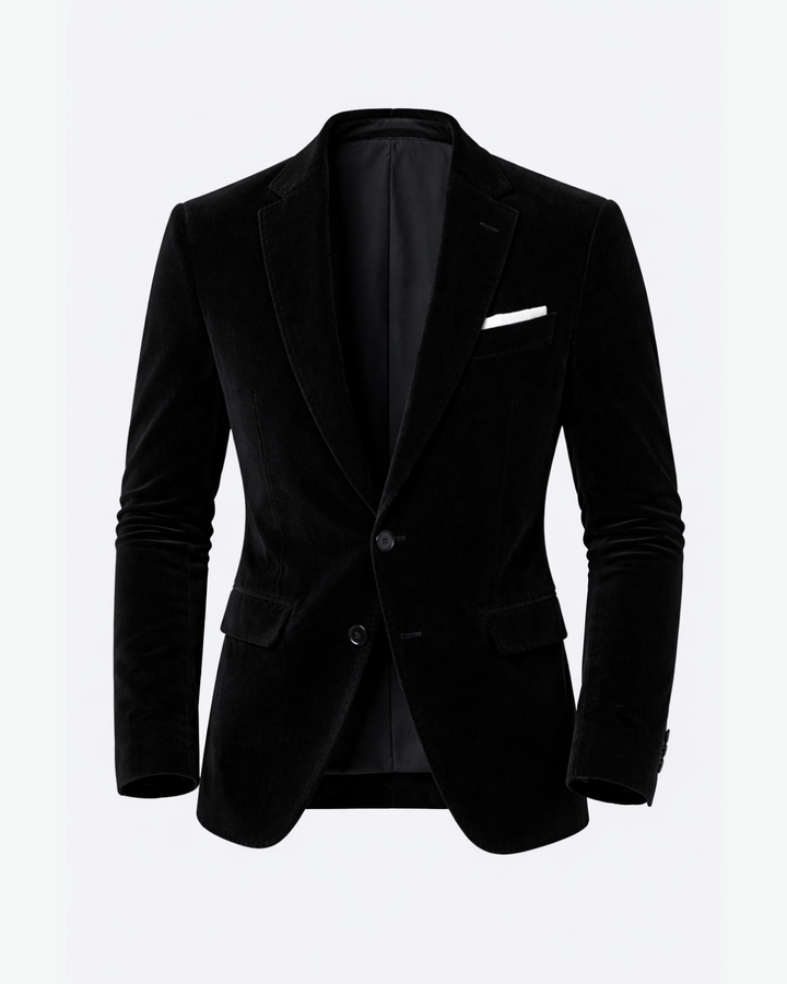 Men's Velvet Blazer Jacket Structured Fit Notch Lapel
