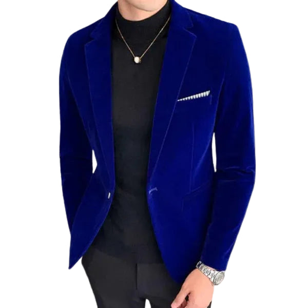 Men's Velvet Blazer Slim Fit with Classic Lapels for Evening Wear