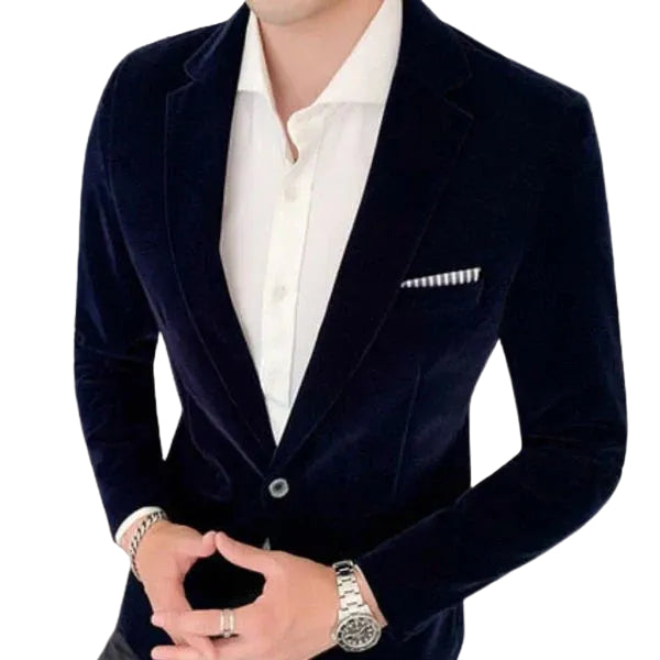 Men's Velvet Blazer Slim Fit with Classic Lapels for Evening Wear