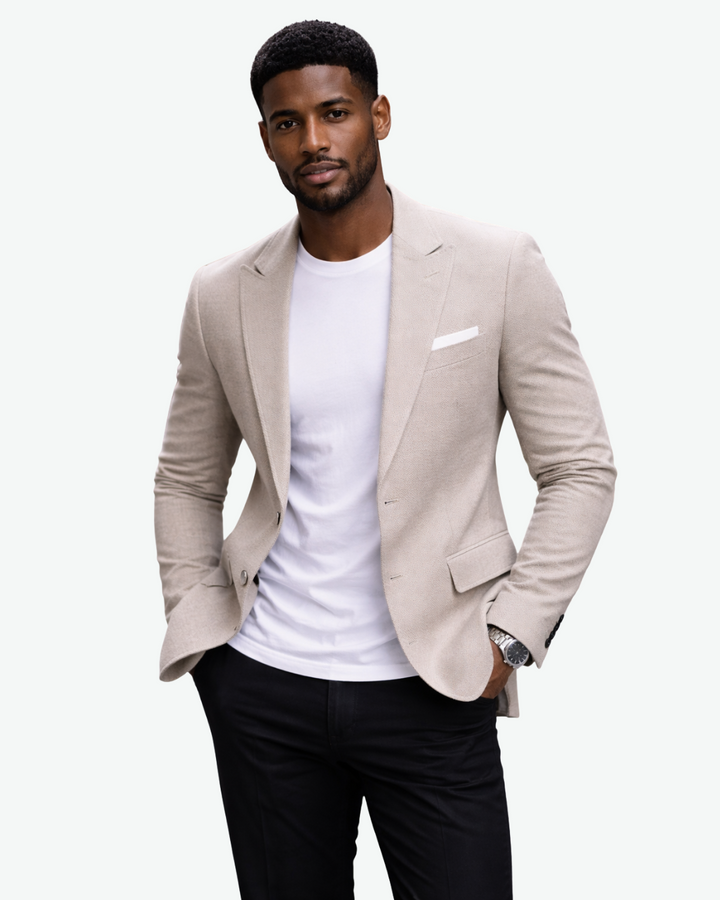 Men's Woven Blazer Jacket Regular Fit Notch Lapel Long Sleeve