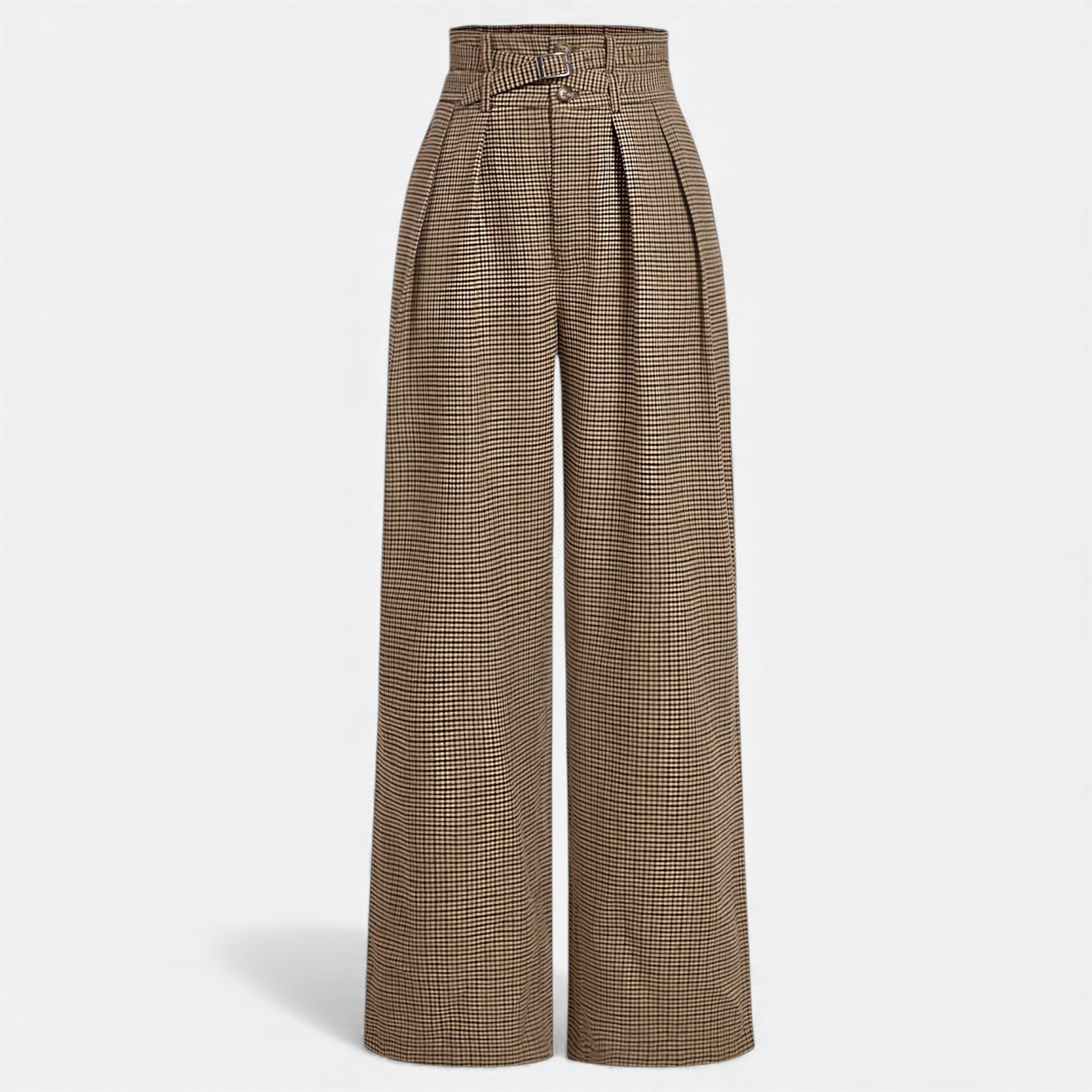 Acethetiq's | Women’s Plaid Wide-Leg Trousers High-Waist Tailored Fit