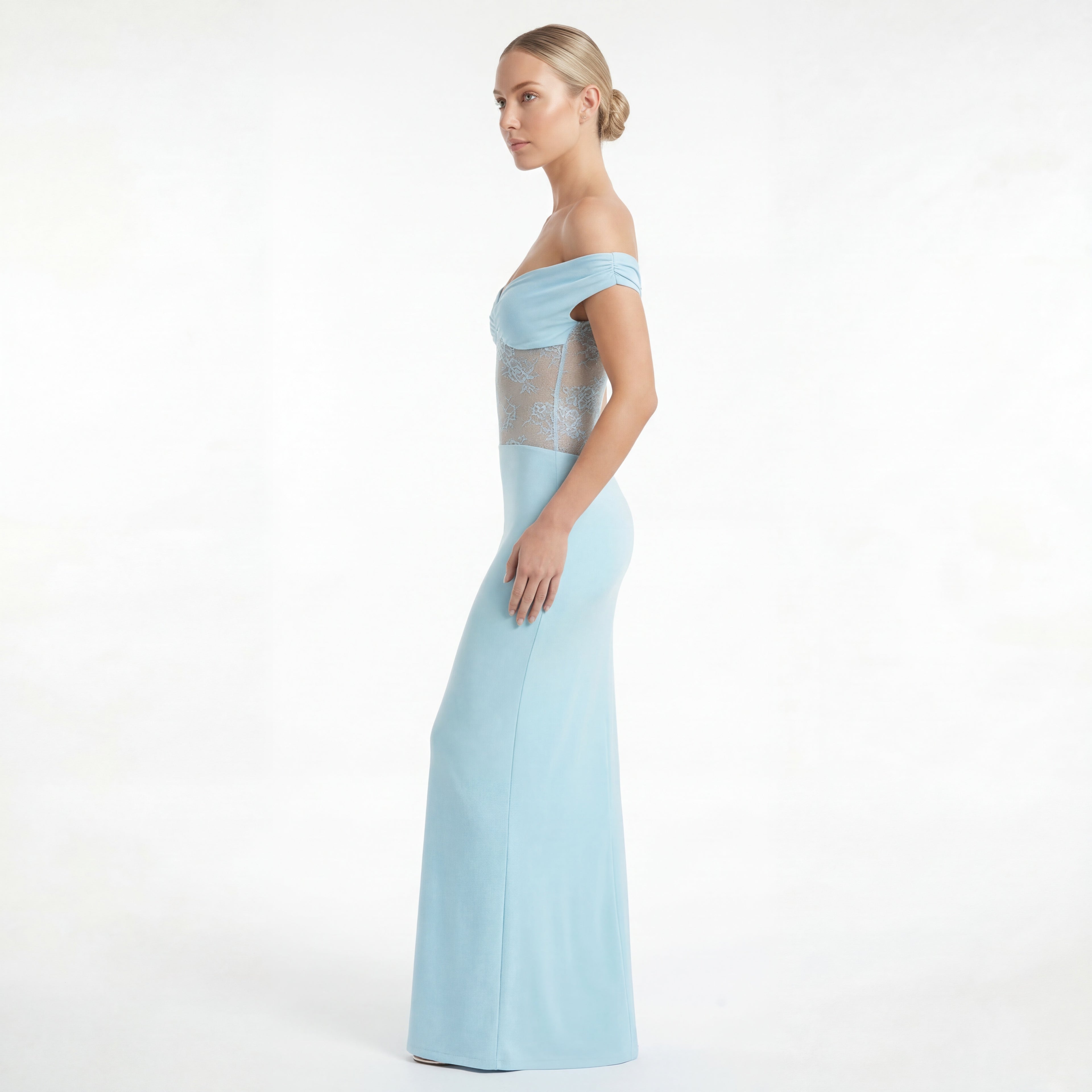 Women’s Elegant Evening Gown Lace Off Shoulder Timeless Maxi